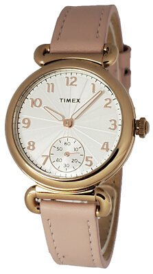 Timex TW2T88400 Women's Analog Rose-Gold Tone Watch Pink Leather Strap