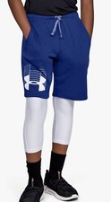 Under Armour Boys' Prototype Logo Shorts Royal White Youth Small Brand New