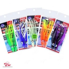 Fish WOW! Hoochies Rig 4.75" Fishing Squid Skirt 5/0 Octopus Hook NEW