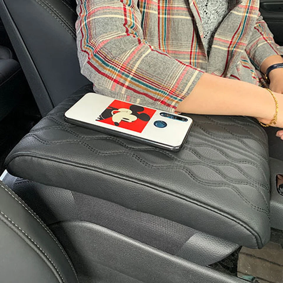 Caja de reposabrazos de cuero PU para automóvil almohadilla cojín consola central automática reposabrazos caja de asiento  Foto 3 de 4