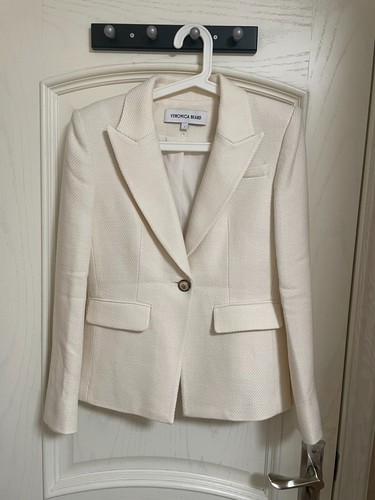 NEW VERONICA BEARD Reagan Cotton Blend Dickey Jacket Ivory 4-10 - Picture 2 of 6