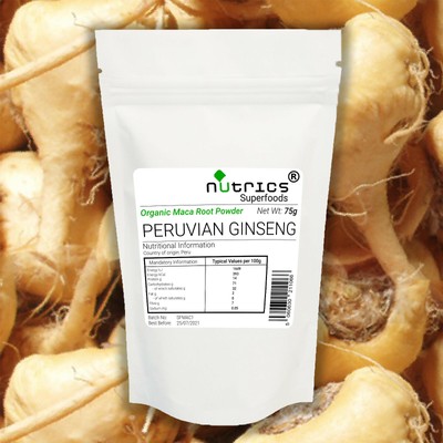 Nutrics  Bio 100% reines MACA Wurzelpulver peruanischer Ginseng Herkunft PERU