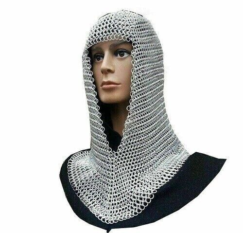 Chain mail Butted Aluminum Hood Armor Costume, Chainmail Coif - Picture 1 of 2