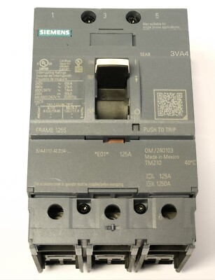 Siemens 3VA4112-4ED24-0AA0 – 125A 2-polig, 480V, Leitungsschutzschalter 125S Rahmen