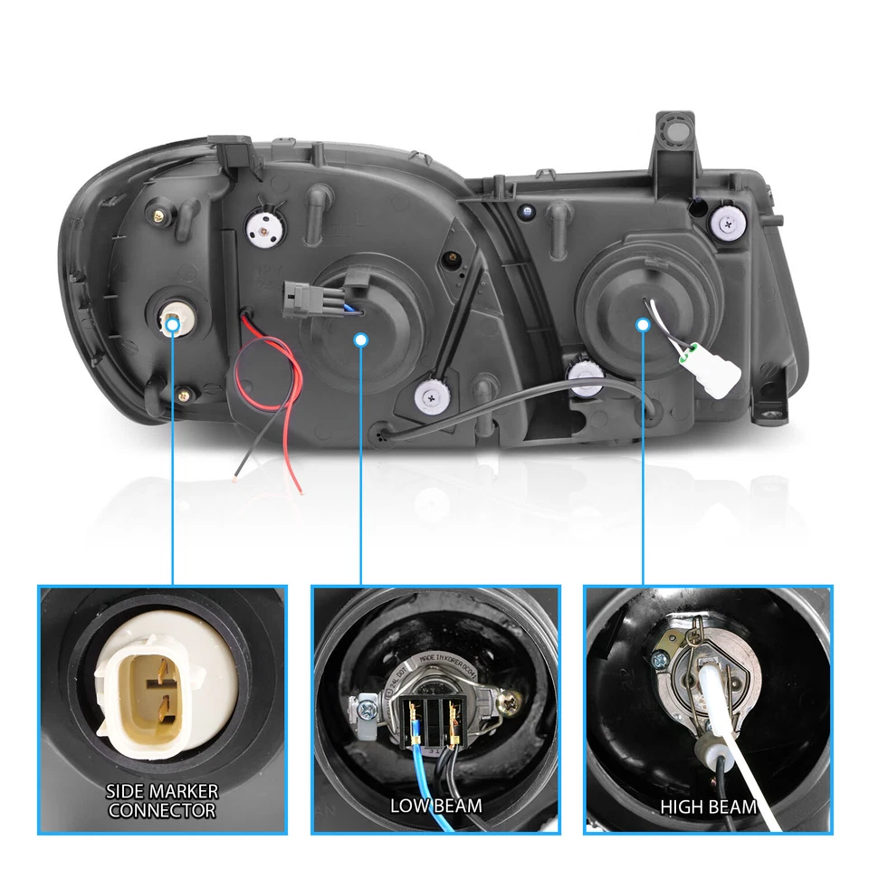 [Doble LED Halo] Para Lexus LX470 1998-2007 Proyector Faros Negros Faros Foto 2 de 4