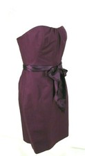 J Crew Lacey Dress Sz 6 Strapless Cotton & Silk Tie Sash Burgundy Plum NWT