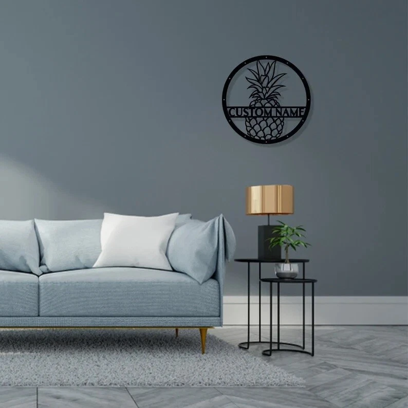 Palavras de metal personalizadas, seu texto personalizado, placa de metal com nome personalizado, design de abacaxi - Imagem 4 de 4