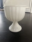 White, Ribbed, Milk Glass Pedestal Bowl