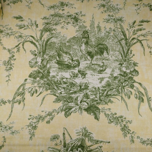 Waverly "La Petite Ferme" 3 Yards Yellow & Green French Toile Fabric 54”