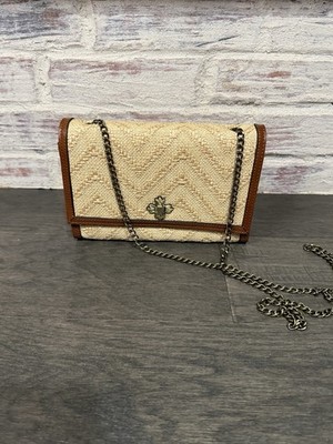 Patricia Nash Giada Chain Bag Natural Zig Zag Woven NWOT Crossbody