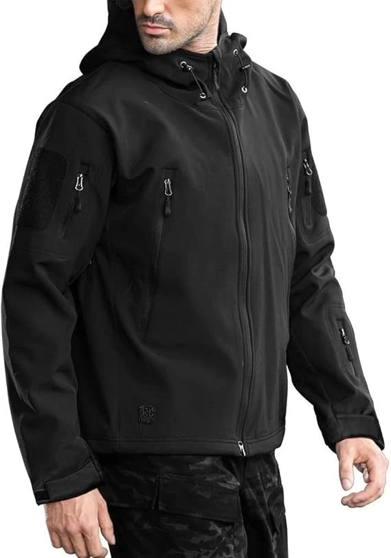 Men's Waterproof Soft Shell Tactical Jacket Outdoor Hooded Windbreaker