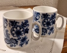 2 Stück Zwiebelmuster Henkel-Becher Tasse Kaffee Kakao Tee 250ml West-Germany
