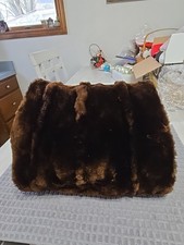 Vintage Soft Brown Faux Fur Muff Hand Warmer Satin Lined Metal Zipper NOTE