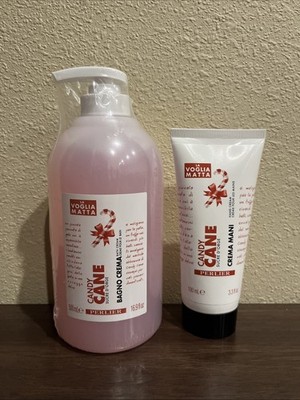 Perlier La Voglia Matta Limited Edition Candy Cane Bath Cream and Hand Cream