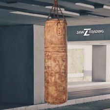 Borsa da boxe pesante vintage fatta a mano in pelle marrone chiaro pelle di mucca kickboxing punch bag
