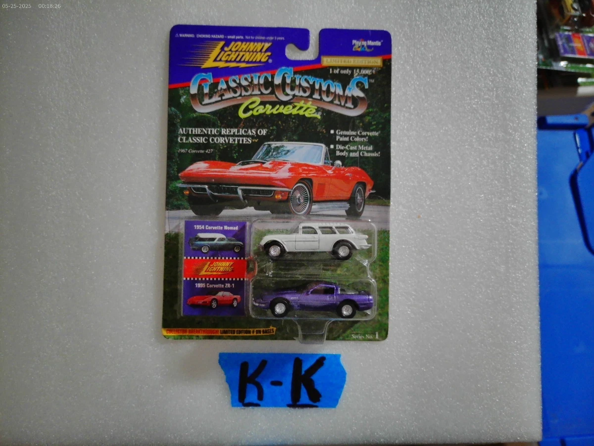 JOHNNY LIGHTNING 2 COMMEMORATIVE LE VICIOUS VETTES BLACK & ZAMAC NEW ON
