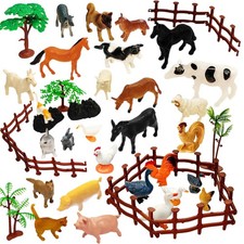 Realistic Farm Animal Figurines 44 Pcs, Plastic Farm Figurines Playset Includ...