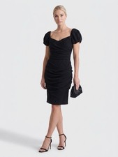 Vintage Y2K Dolce & Gabbana Black Ruched Puff Sleeve Dress IT 40 Made Italy