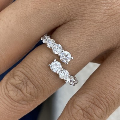 1,7 kt runder Bandring Ring Weißgold 14 Karat Labcreated Diamant F/VS