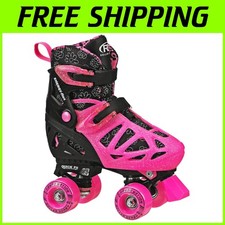 Adjustable Roller Skates for Girls, Pink Daisy