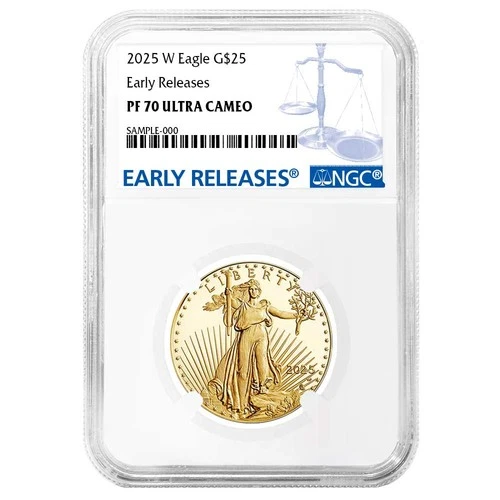 2025-W $25 1/2-oz Proof American Gold Eagle NGC PF70UC ER Blue Label