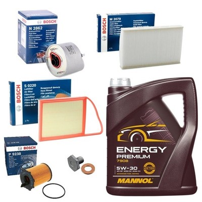 FULL BOSCH SERVICE KIT & 5L MANNOL FOR CITROEN C4 AIRCROSS 1.6 HDI 2012+