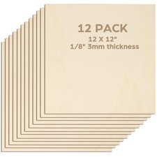 1/8 inch, 3mm Basswood for Laser Cutting, 12 x 12 inch Wood Slabs for Crafts