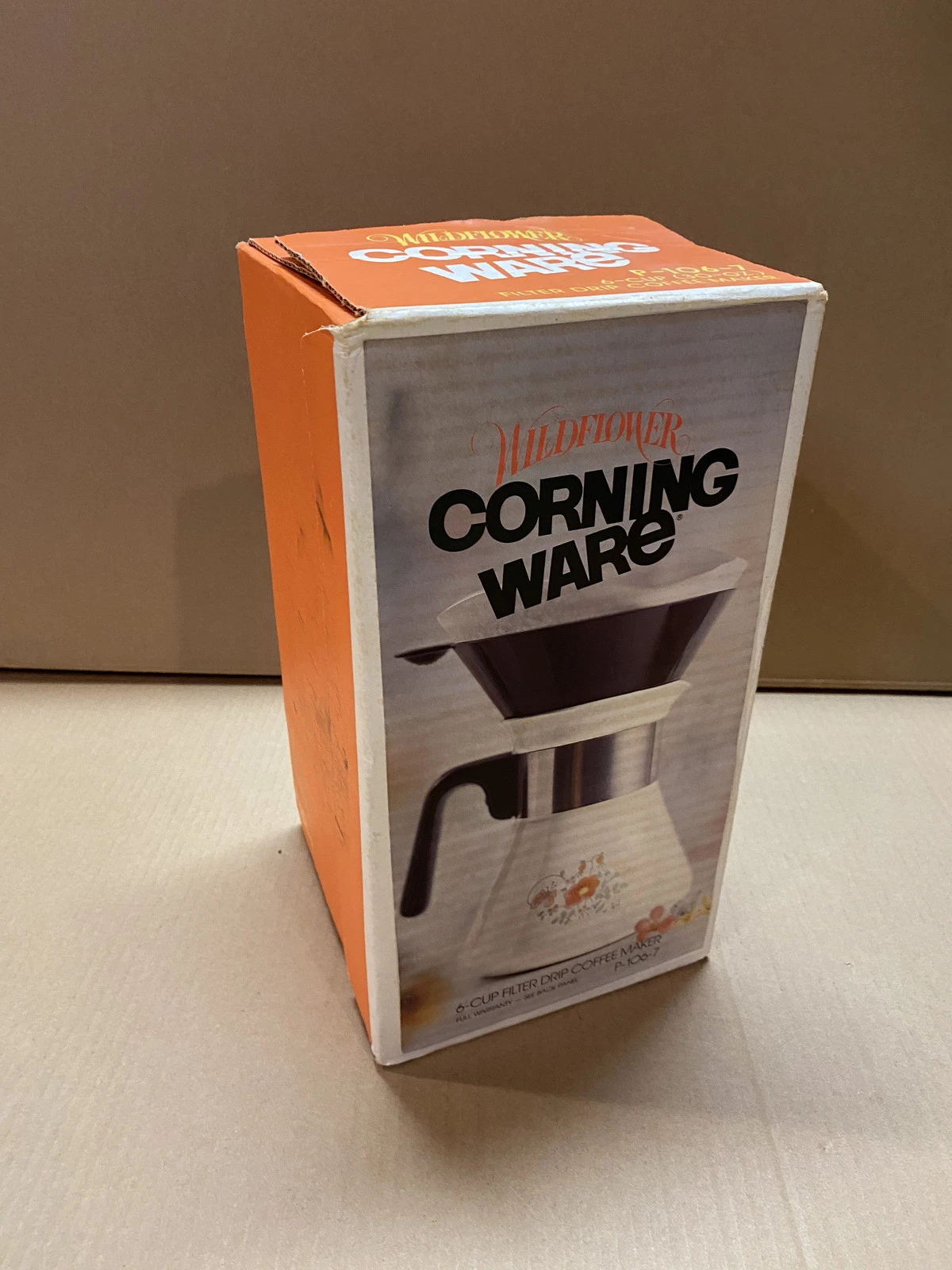 Vintage Corningware In Box 6 Cup Drip Coffee Maker with Filter Funnel P-106-7