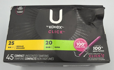 U by Kotex Click Compact Multipack Tampons - 25 Regular + 20 Super