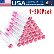 1~200x Count Pink Disposable Mascara Wands - Eyelash Brushes with Tube Spoolies