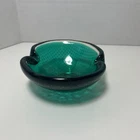VTG MURANO GREEN GLASS BOWL Catchall Ashtray BULLICANTE CONTROLLED BUBBLES.