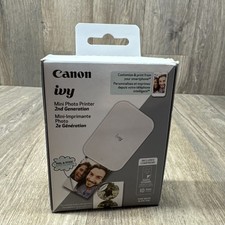 CANON IVY Mini Photo Printer 2nd Generation Pure White W/10 Sheets Photo Paper