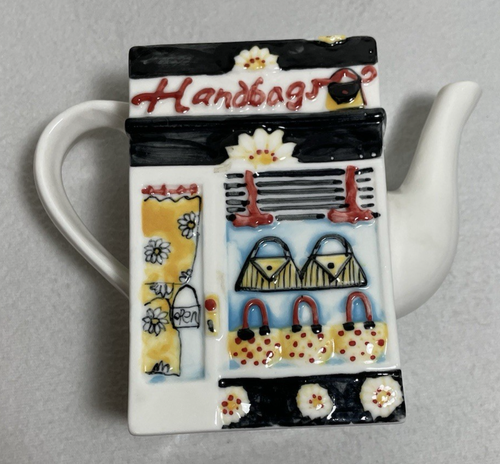 Wende Keramik Teekanne, Bank eine Seite; Handtaschen andere Seite 7" hoch - Bild 14 von 24