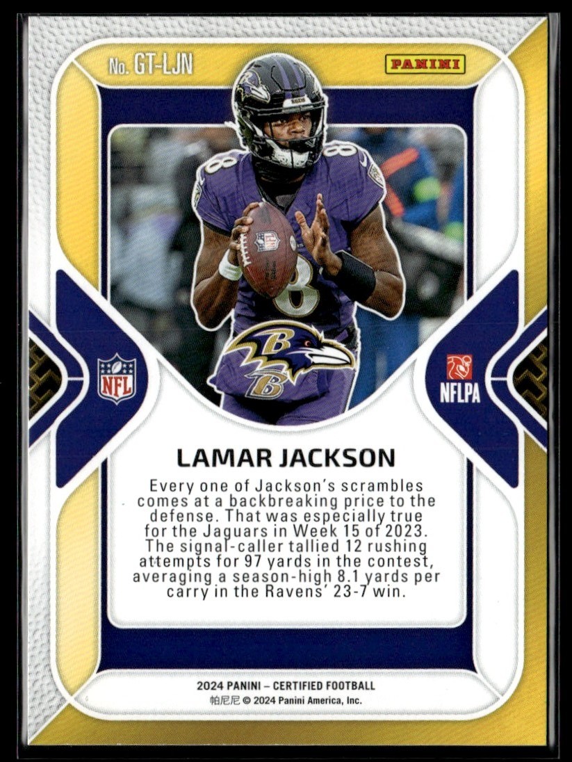 2024 Panini Certified Gold Team Lamar Jackson Baltimore
