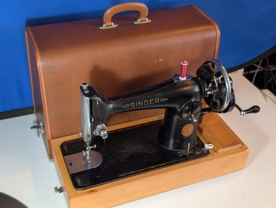 Vintage Singer 201K Handkurbel Nähmaschine 1941 ED148898 Made in Scotland 