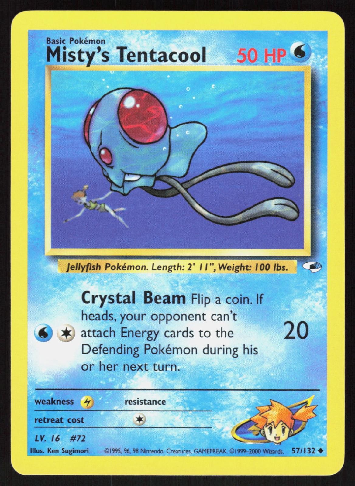 Misty's Tentacool 57/132 Uncommon Gym Heroes Pokemon Unlimited 2-2-162