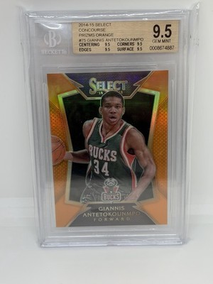 2014-15 Select Orange Prizm -  Giannis Antetokounmpo - 34/60 JERSEY NUMBERED BGS