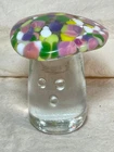 Blenko 2016 Easter Colored Glass Mushroom PW Yellow UV Reactive Dots 3"