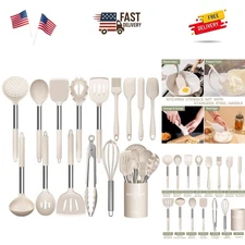 Stainless Steel Kitchen Cooking Utensil Set, 15 pcs Utensils - Nonstick Cookw...