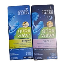 Mommy's Bliss Gripe Water Original  Night Time 4oz Each Exp 2026 - 2 Pack