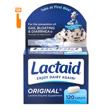 Lactaid Original Strength Lactose Intolerance Pills, 120 Count Pack of 1 