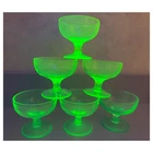 Vaseline Depression Glass Uranium Green 1930’s Glass Set of 6 Desert Cups