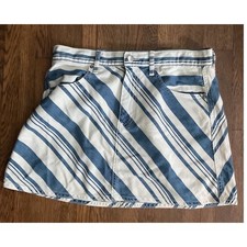 Universal Thread Blue White Diagonal Stripe Denim Mini Skirt Womens 10