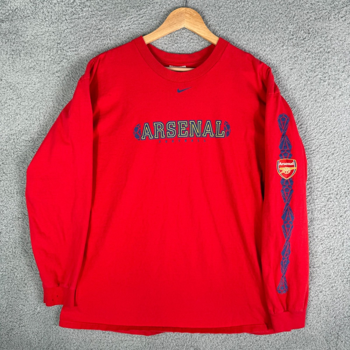 Vintage Nike Arsenal Shirt Men's Large Center Swoosh Red