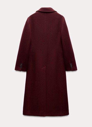 ZARA ZW COLLECTION WOOL BLEND COAT BURGUNDY NEW FW24/25 SIZES XS-XXL 9231/756 - Picture 2 of 5