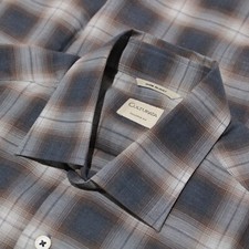 Culturata NWOT Casual Button Down Shirt Size 16.5 42 L In Blue Brown Plaid