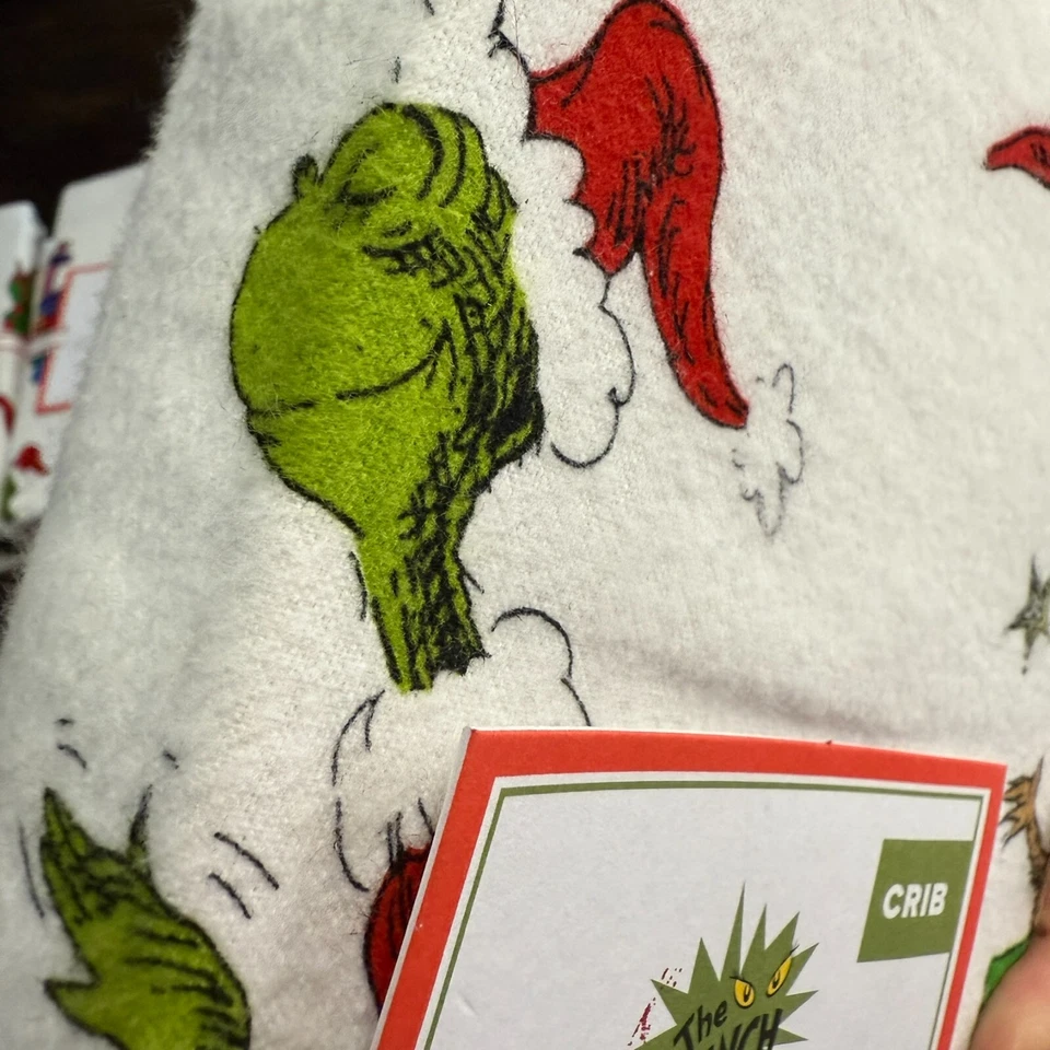 SÁBANA AJUSTABLE CUNA FRANELA ORGÁNICA POTTERY BARN KIDS THE GRINCH & MAX Foto 3 de 4