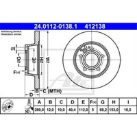 ATE 2X Bremsscheibe Hinten 2800 Voll FüR VW Transporter IV Bus 70XB