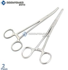 2 Rochester Pean Hemostat Forceps 7" Straight  Curved Surgical Instruments