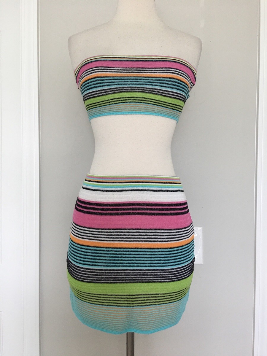 NWT WHITE FOX BOUTIQUE RAINBOW STRIPE PLETTY PLEASE LITTLE CLOSER SET SIZE XS/S View 2